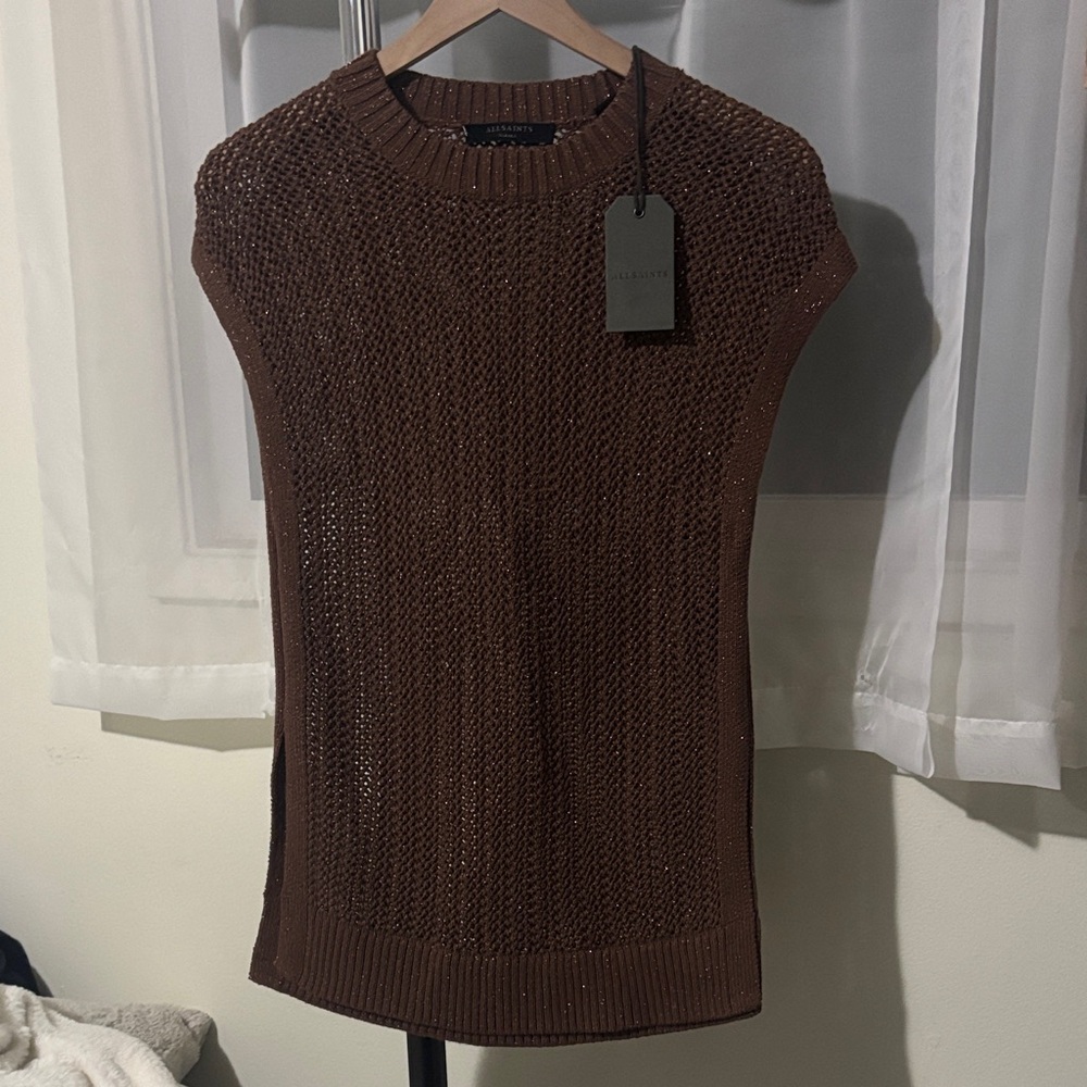 All Saints Chocolate Knit Top